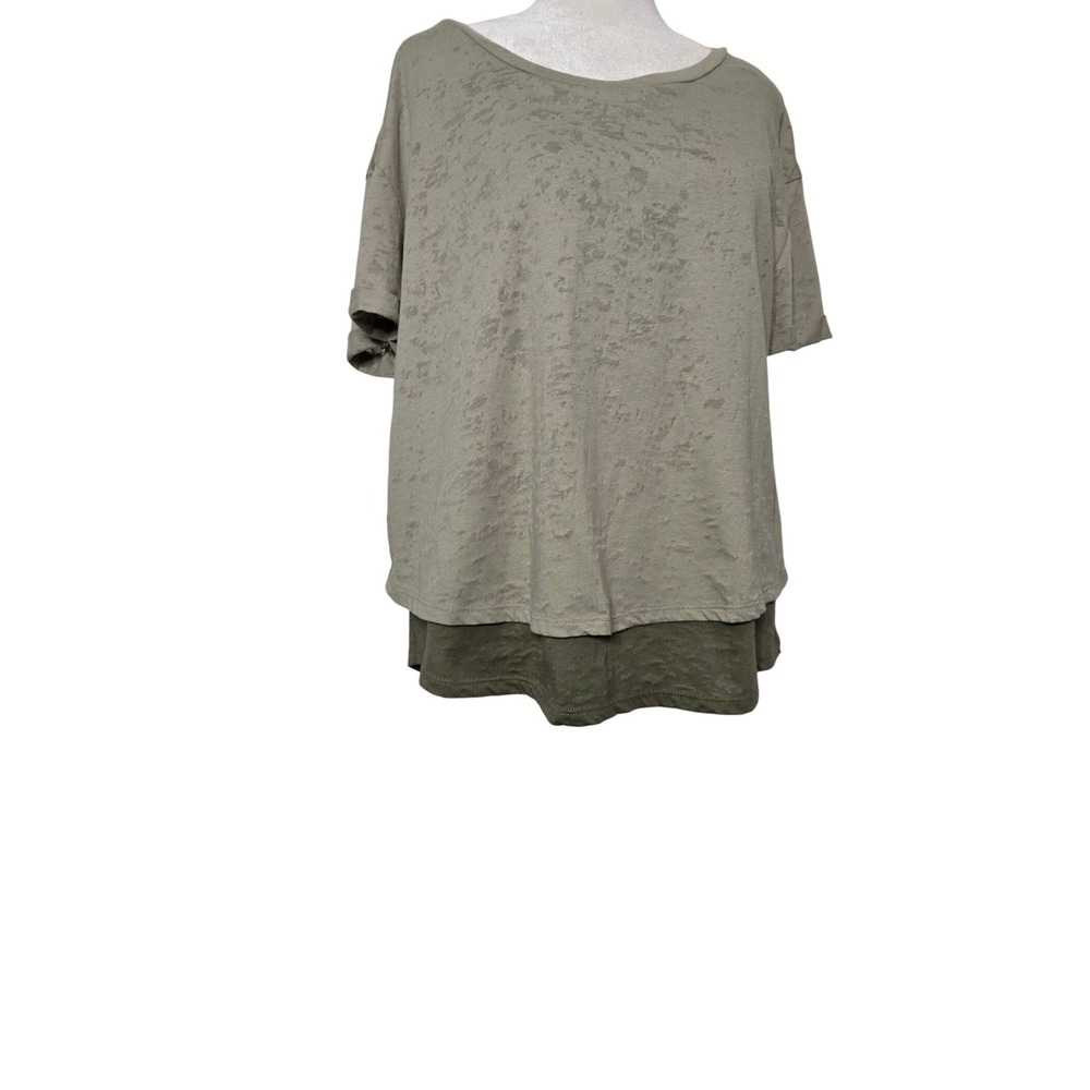 Eri + Ali Anthropologie Green Burnout Layered T-Shirt  Women's Medium